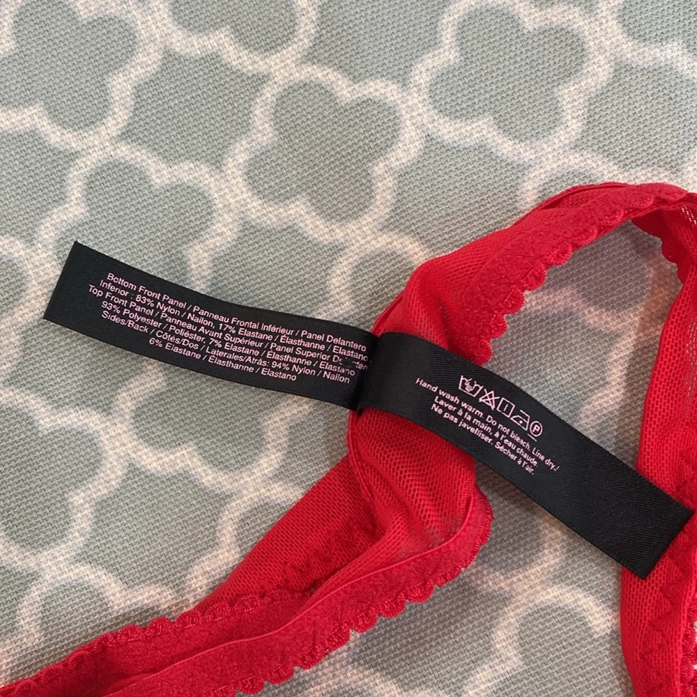 Vintage Victoria’s Secret Sexy Little Things Red Sequin Bow Mesh Thong L